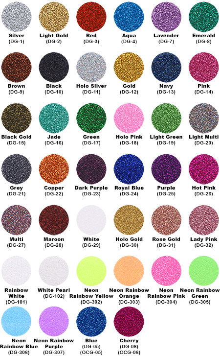 Glitter Flex Colour Chart