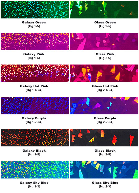 Soft Metallic colour Chart Extra colours