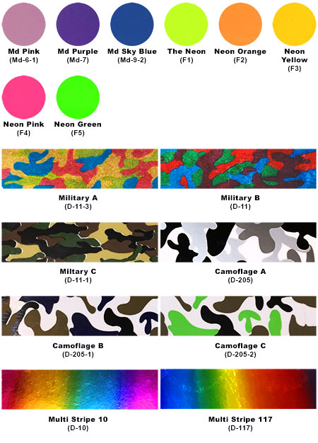 Soft Metallic colour Chart Extra colours