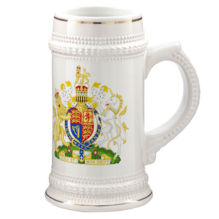 G-P3 White Ceramic Beer Mug gold trim