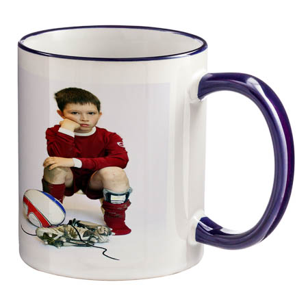M-03 White Mug Colouered rim and handle