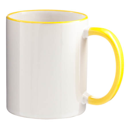 M-03 White Mug Colouered rim and handle