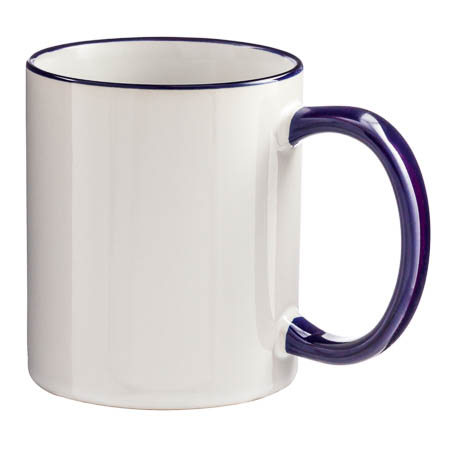 M-03 White Mug Colouered rim and handle