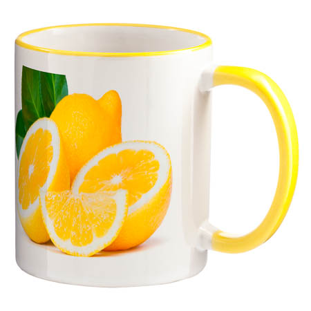 M-03 White Mug Colouered rim and handle